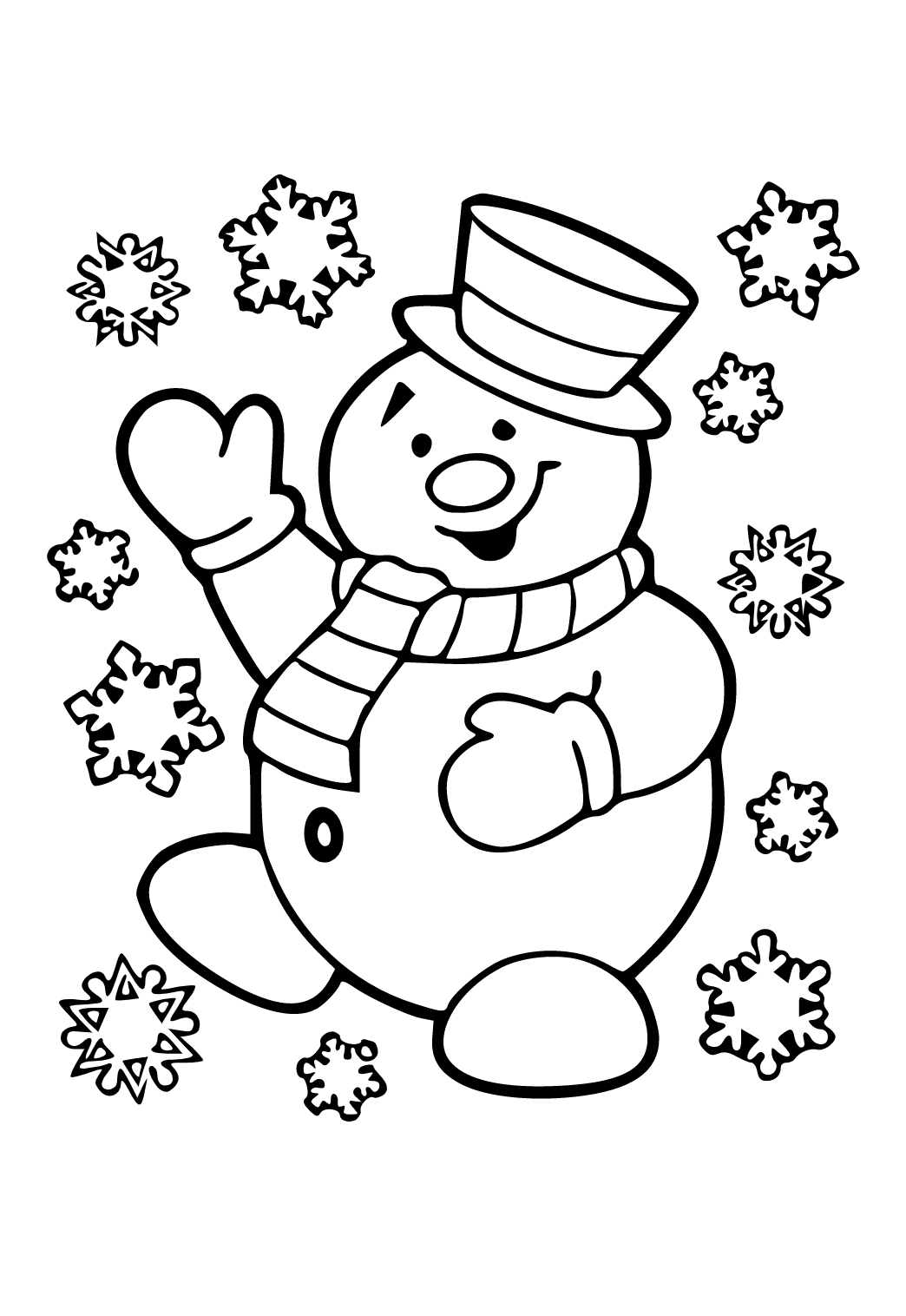 Kolorowanka uśmiechnięty bałwan wita grudzień